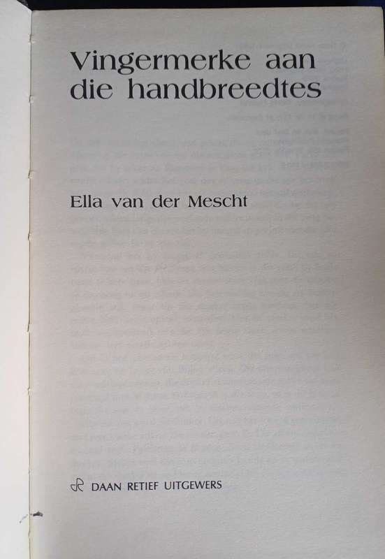 Vingermerke aan die handbreedtes deur Ella van der Mescht