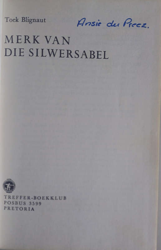 Merk van die silwersabel deur Toek Blignaut