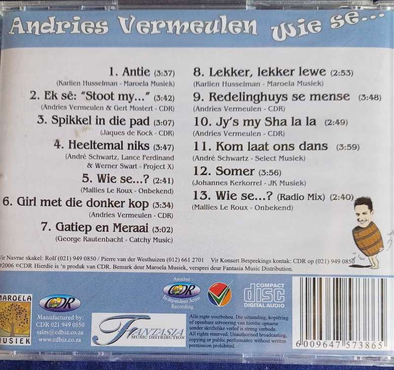 Andries Vermeulen - Wie se... cd