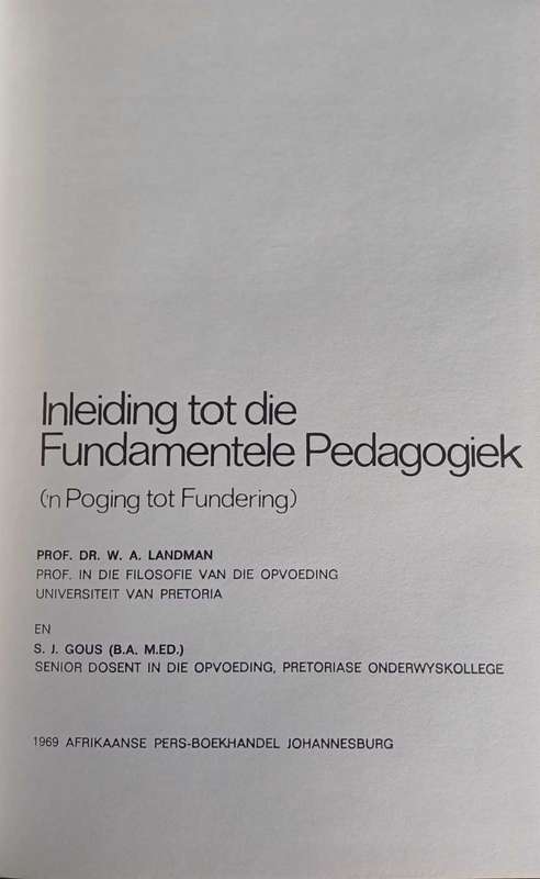 Inleiding tot die fundamentele pedagogiek