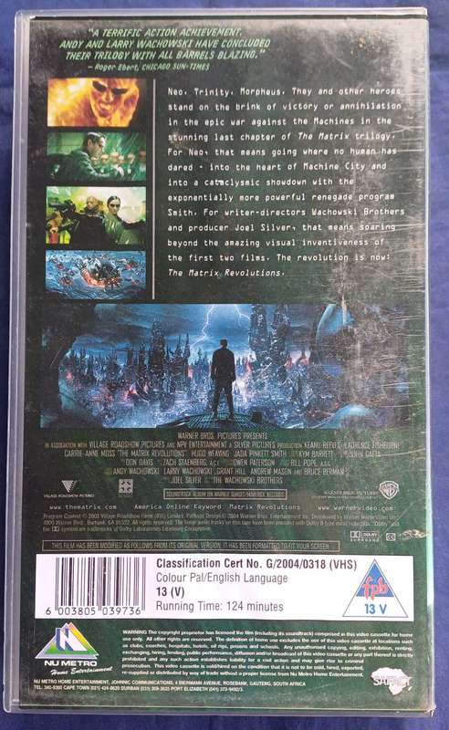 Matrix revolutions vhs