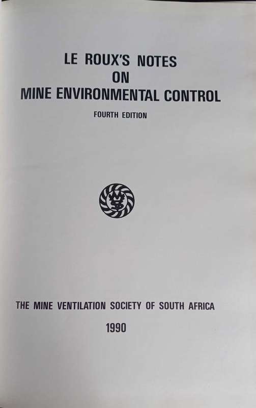 Le Roux's notes on mine environmental control