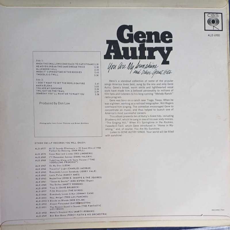 Gene Autry - You are my sunshine and other great hits LP