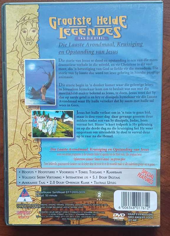 Die laaste avondmaal, kruisiging en opstanding van Jesus dvd