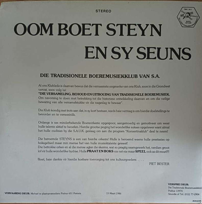 Oom Boet Steyn en sy seuns 2LP