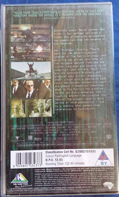 Matrix reloaded vhs