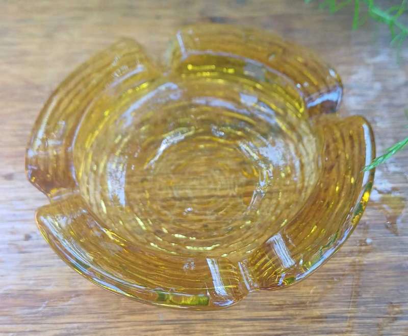 Vintage Anchor Hocking amber ashtray
