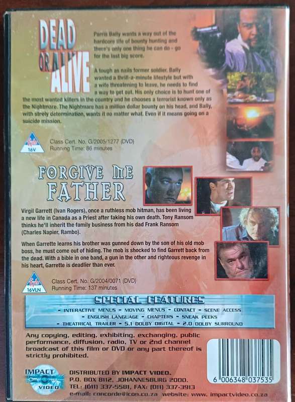 Double feature: dead or alive/Forgive me father dvd