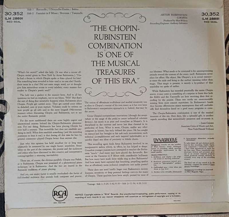 Arthur Rubinstein/Chopin LP