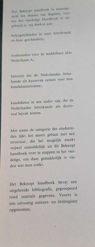 Beknopt handboek tot de geschiedenis der Nederlandse letterkunde