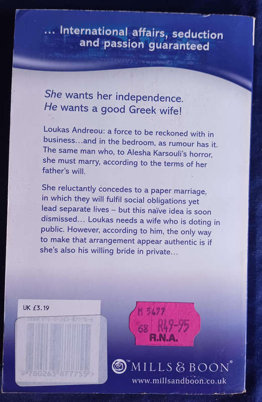 The Andreou marriage arrangement by Helen Bianchin (Mills & Boon)