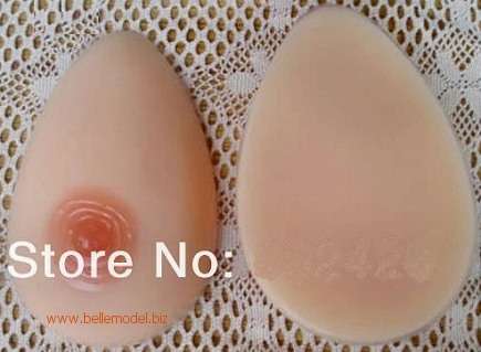 Silicone breast forms - Without shoulder straps, teardrop, pink, E, 1200 grams