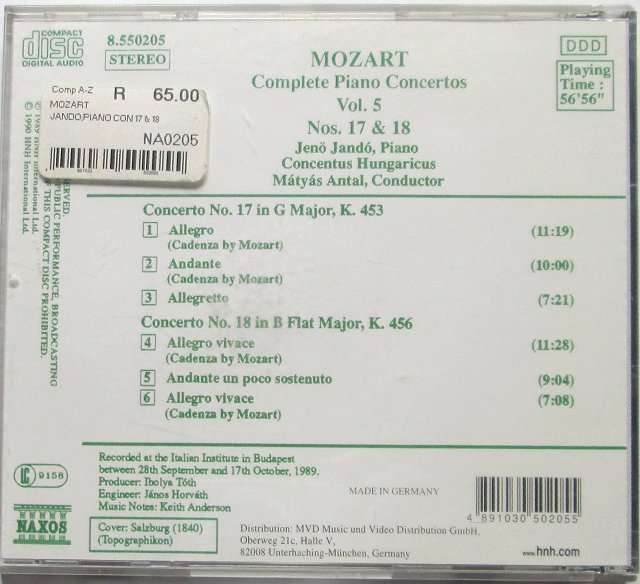 Mozart - Complete piano concertos - vol. 5 - Nos 17 and 18