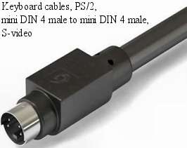 Keyboard cables, PS/2, mini DIN 4 male to mini DIN 4 male, S-video