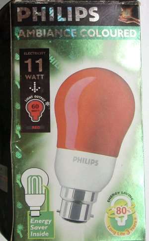 1 lamp socket with lead with red light bulb with 2-point plug