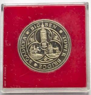 Numismatic coins - Westminster Abbey / Big Ben, Tower bridge, Boadicea