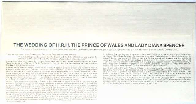 First day cover - the royal wedding of Charles and Diana - Lesotho - 1981-07-22 - Post office 2