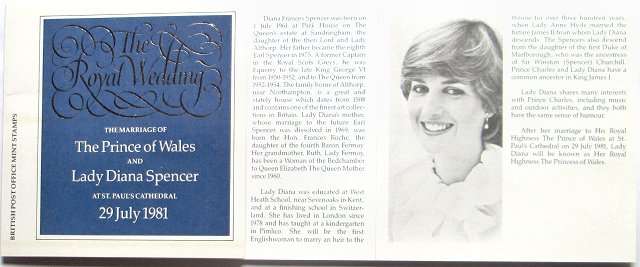 Stamps miscellaneous - the royal wedding of Charles and Diana - UK - 1981-07-22 - Post office