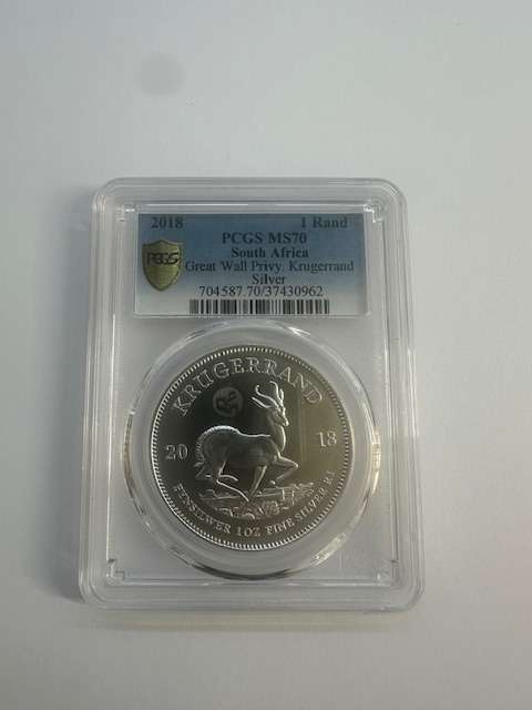2018 SILVER KRUGERRAND 1oz PCGS MS70 GREAT WALL