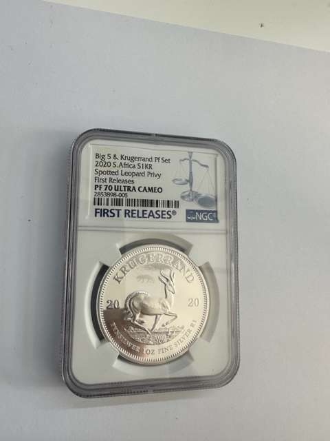 2020 SILVER KRUGERRAND 1oz NGC PF70 SPOTTED LEOPARD PRIVY
