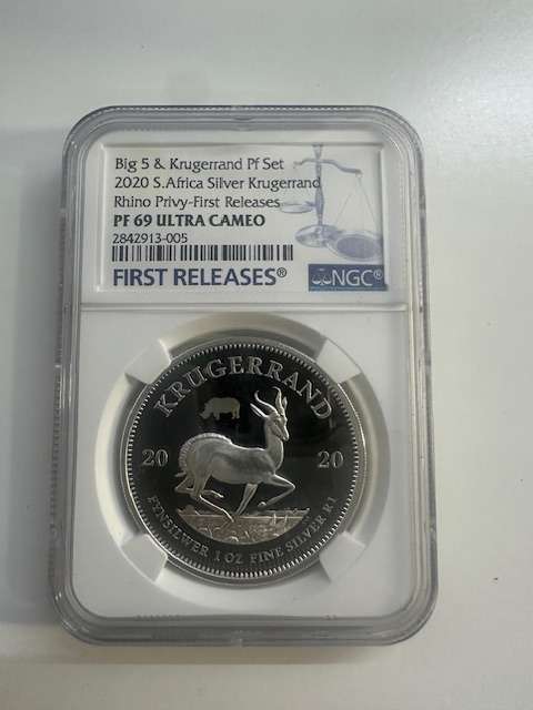 2020 SILVER KRUGERRAND 1oz NGC PF69 RHINO PRIVY FIRST RELEASES