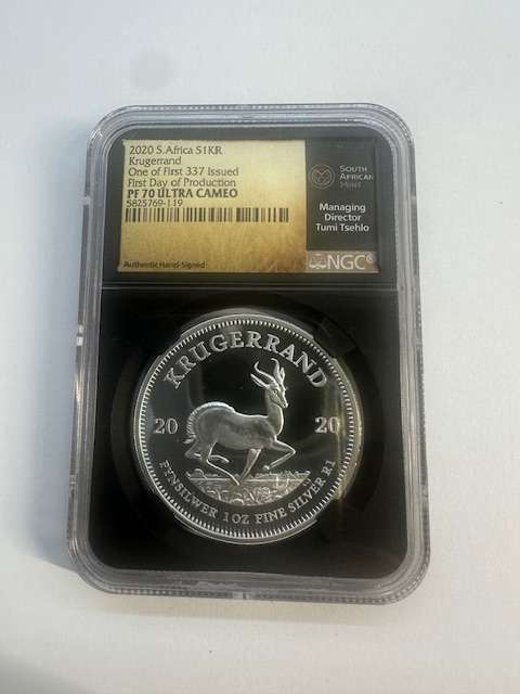 2020 SILVER KRUGERRAND 1oz NGC PF70 FIRST DAY OF PRODUCTION , 1 of the first 337