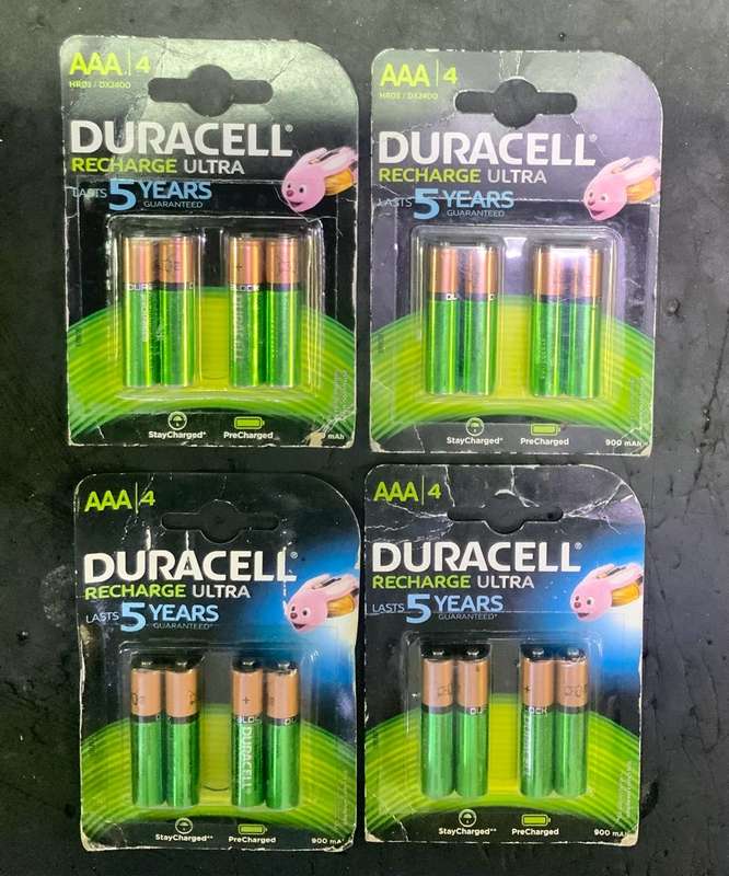 Duracell AAA Recharge ultra batteries 4 packs of 4 total of 16 batteries