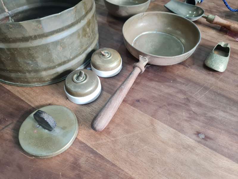 Vintage copper bed warming lot