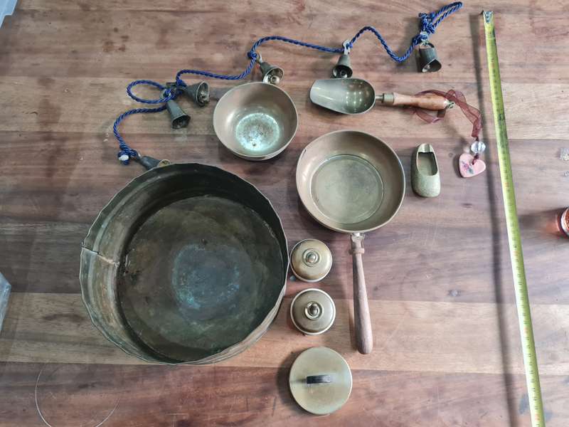 Vintage copper bed warming lot