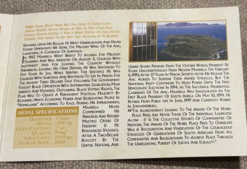 24 Ct FINE GOLD MANDELA COIN PROOFSETS