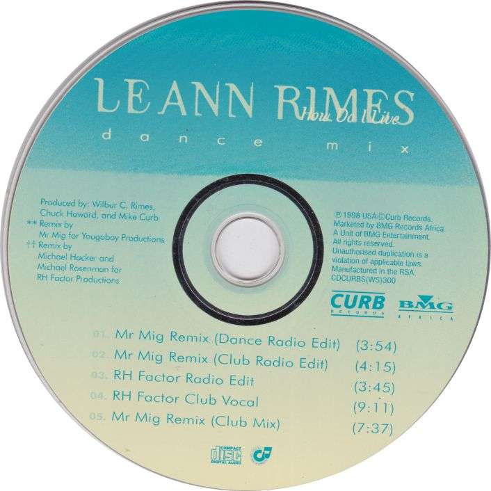 LEANN RIMES - How Do I Live (Dance Mix) - South African CD - CDCURBS(WS)300