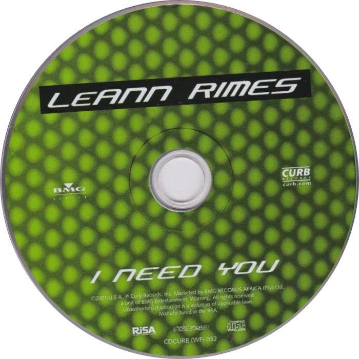 LEANN RIMES - I Need You -  South African CD - CDCURB(WF)032