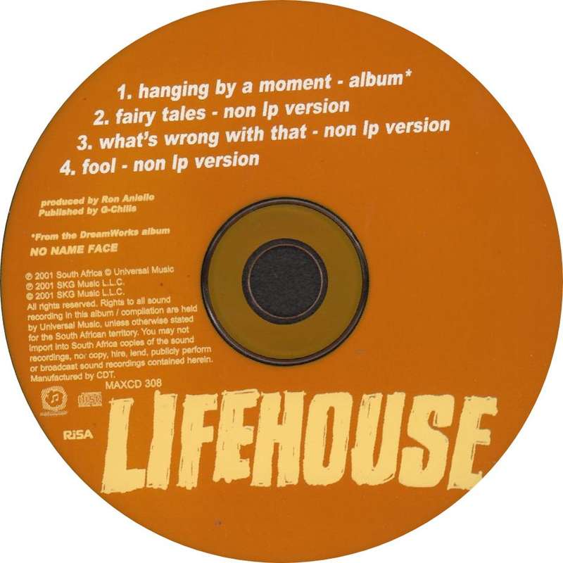 LIFEHOUSE - Hanging By A Moment - South African CD Single - MAXCD308