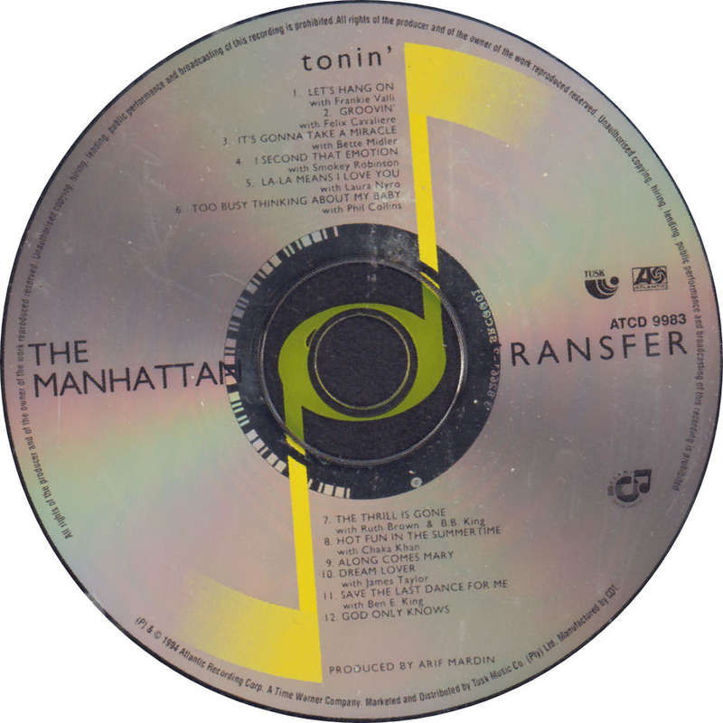 MANHATTAN TRANSFER - Tonin' - South African CD - ATCD9983
