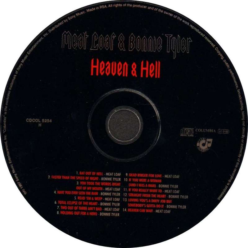 MEAT LOAF & BONNIE TYLER - Heaven And Hell - South African CD - CDCOL5254