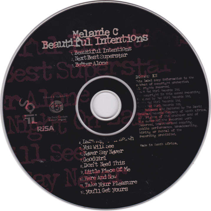 MELANIE C - Beautiful Intentions - South African CD - DGR1612