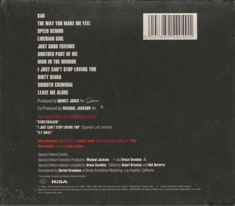 MICHAEL JACKSON - Bad - Special Edition - South African CD - CDEPC6312