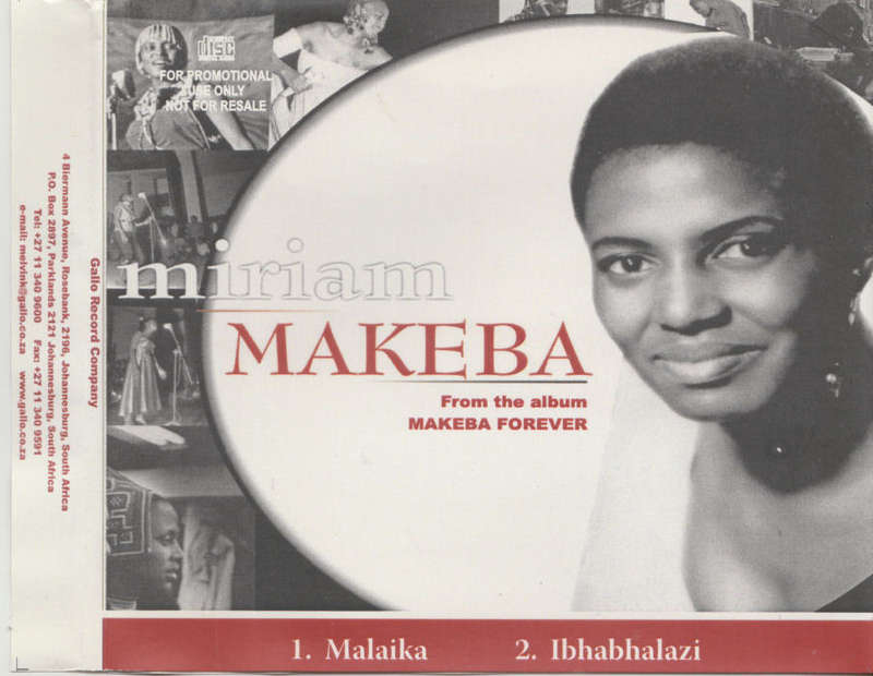 MIRIAM MAKEBA - Malaika - Out of Print South African Promo CD Single - GRCPROMO040