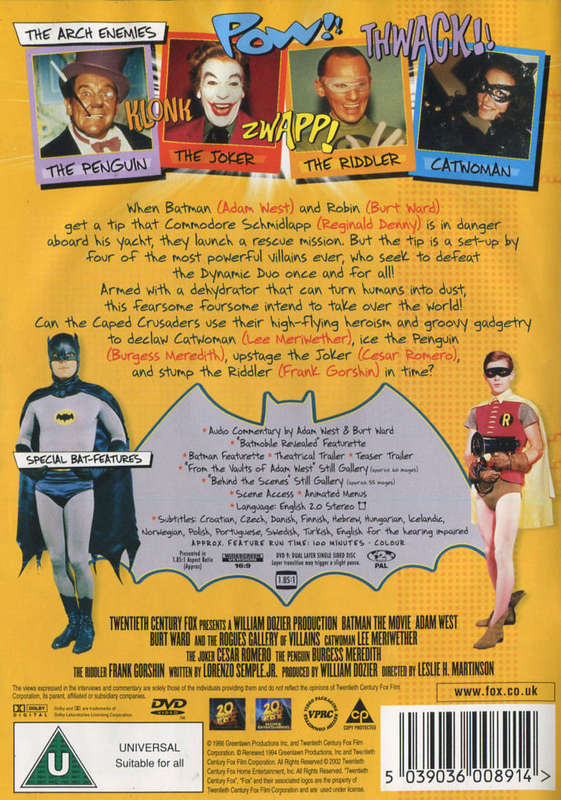 BATMAN THE MOVIE - Special Edition - Adam West and Burt Ward DVD