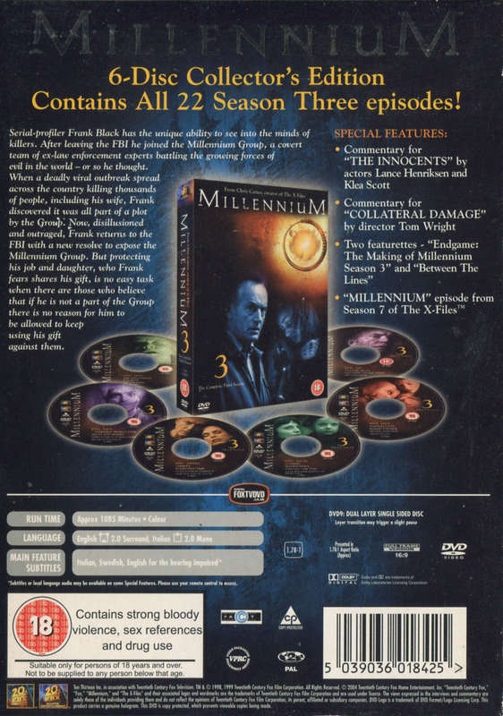 MILLENNIUM Complete Third Season DVD Boxset - Lance Henriksen