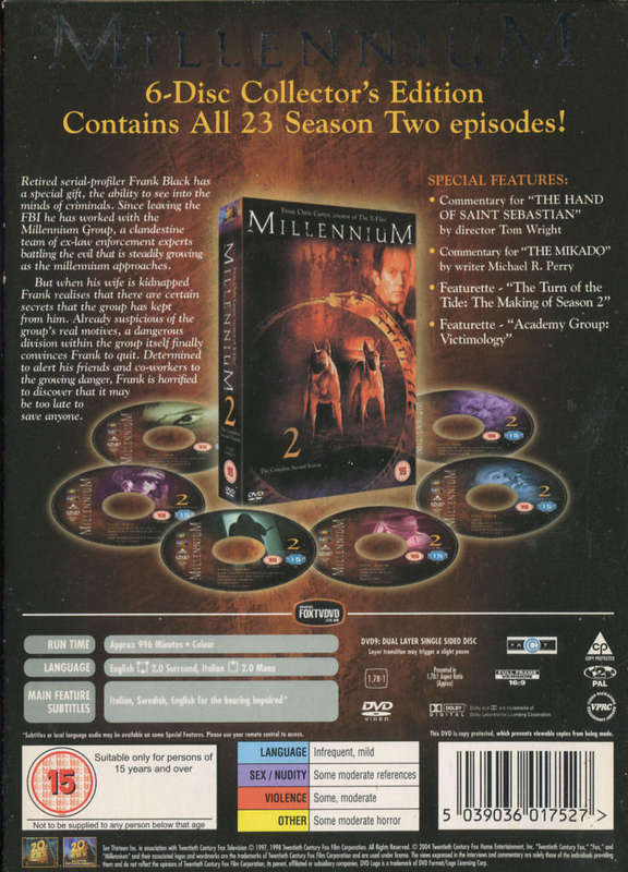 MILLENNIUM Complete Second Season DVD Boxset - Lance Henriksen