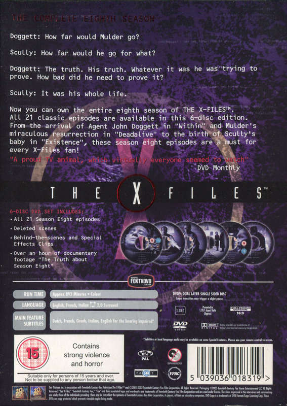 X-FILES Complete Eighth Season DVD Boxset - Gillian Anderson / David Duchovny