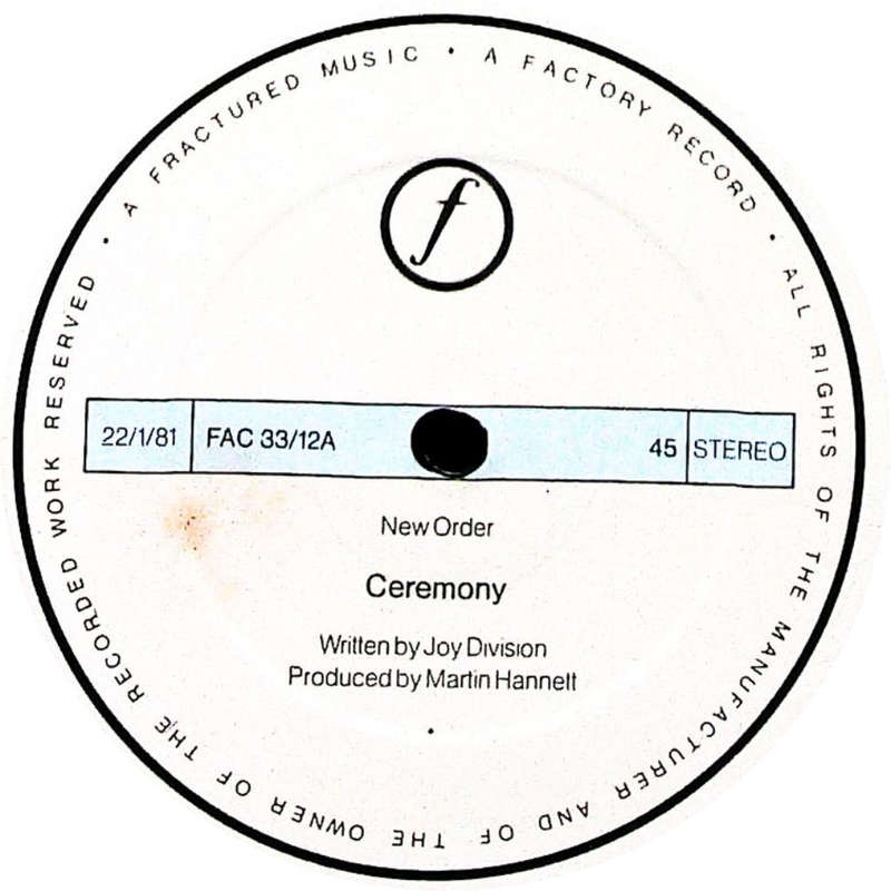 NEW ORDER - Ceremony - Import 12" Maxi Vinyl - FAC33