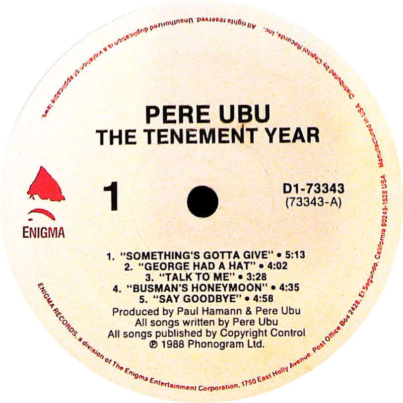 PERE UBU - The Tenement Year - Import Vinyl Record - D1-73343