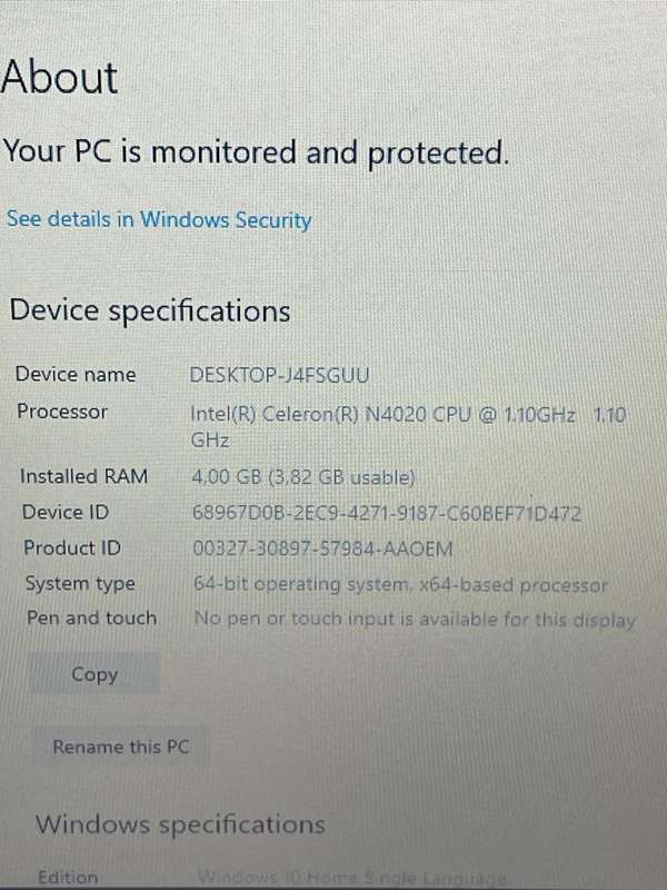 HP Laptop 15-dw1xxx | 11TH GEN CELERON N4020 | 4GB RAM | 500GB HDD | 15.6`HD LED | WIN11 HOME