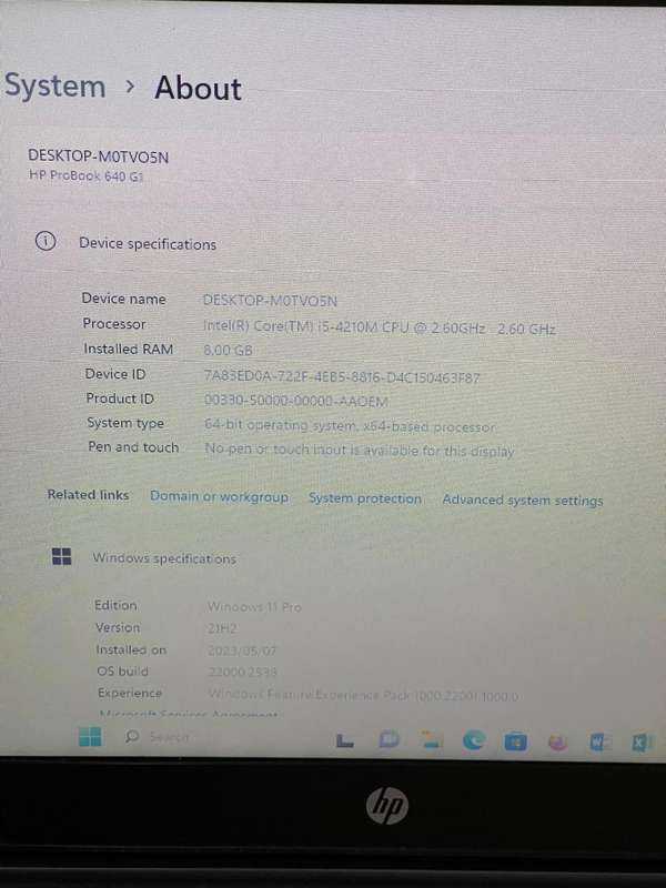 HP PROBOOK 640 | INTEL CORE i5-4200M | 8GB RAM | 500GB HDD | 14 LED | 3G HSPA | WIN11 PRO