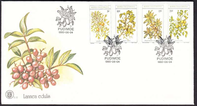 BOPHUTHATSWANA 1980: FDC 1.12 EDIBLE WILD FRUIT