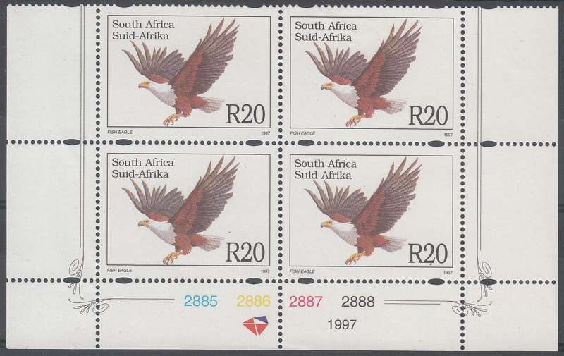 RSA 1997: ADD FALUE R20 TO DEFINITIVE ISSUE CONTROL BLOCK MNH (SACC 1001)