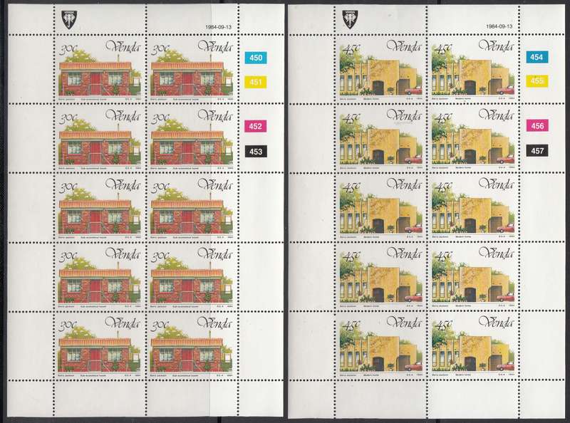 VENDA 1984: 5th ANNIVERSARY OF INDEPENDENCE FULL SET OF SHEETS OF 10 MNH (SACC 100-103)