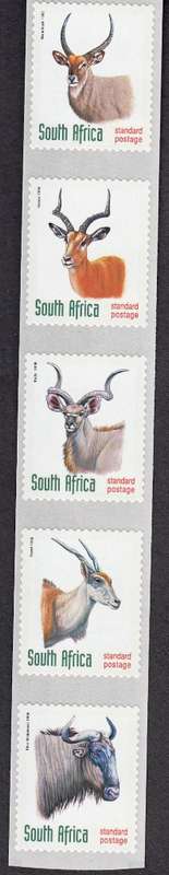 RSA 1998: SELF ADHESIVE STAMPS FULL SET CONTROL STRIPS OF 5 MNH (SACC 1120-1124)